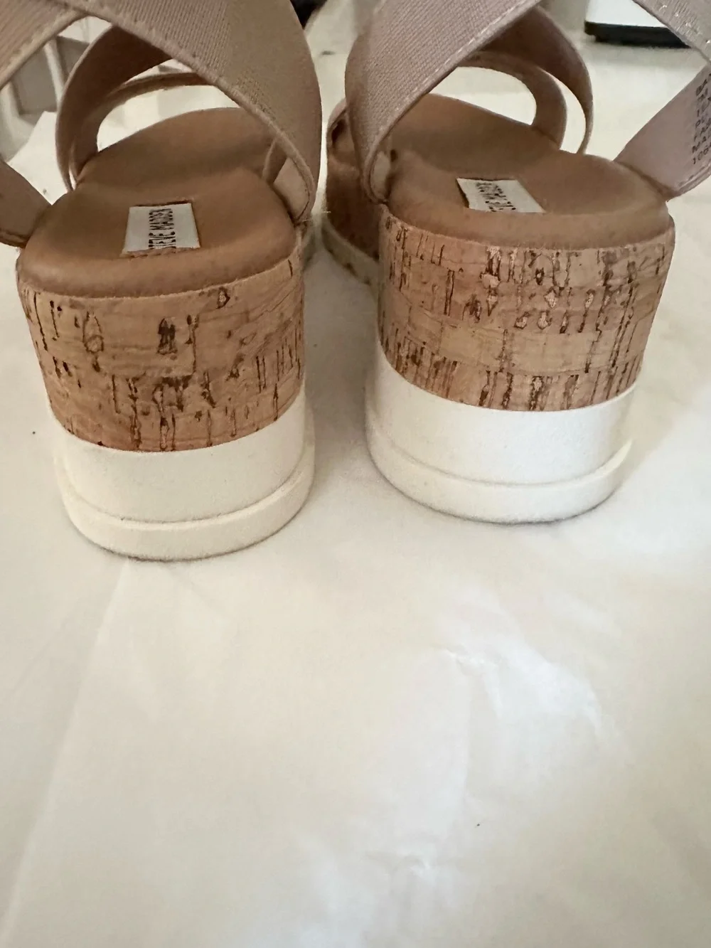 Steve Madden Nude Elastic Strap Espadrille Wedges